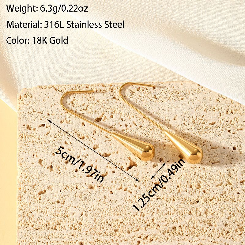 Classico moda vento freddo gancio orecchio femminile goccia d'acqua design personalizzato orecchini in acciaio al titanio temperamento versatile_voghion.com