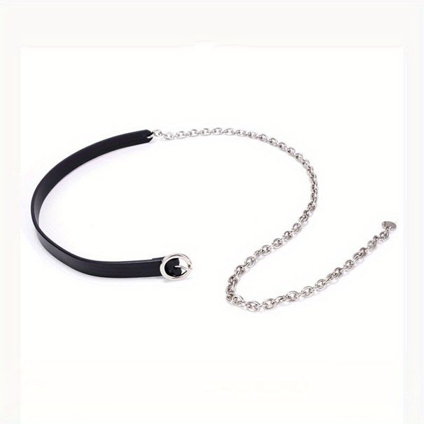 Cintura sottile da donna in metallo nero con catena decorativa per abito versatile GM103_voghion.com