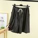 Suitable For All Seasons 2024 Artificial Cotton Silk Wide-Leg Shorts Women, Summer Loose Plus Size, Artistic Casual Thin 5/8 Length Hot Pants_voghion.com