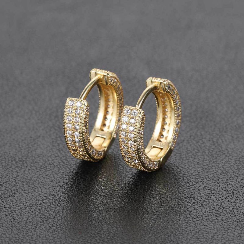 European And American Full Diamond Stud Earrings Men's Plain Ring 2025 New Simple Earrings Korean Niche Design Circle Trendy Earrings_voghion.com