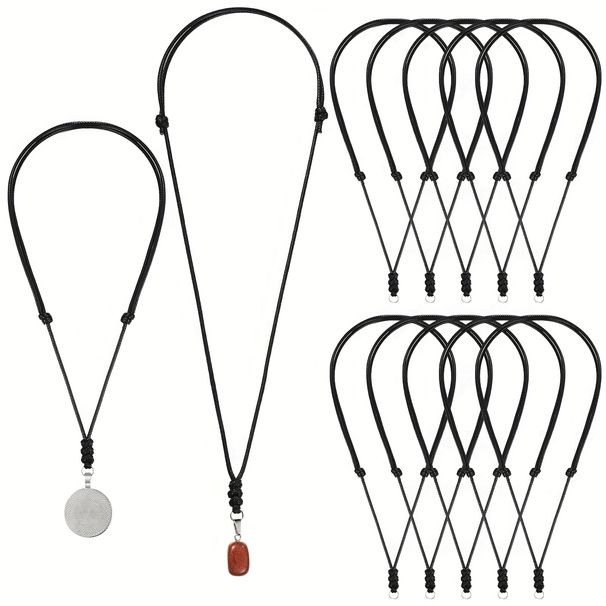 12 Pieces Of Men's Rope Necklace Vintage Necklace Rope Adjustable Double Knot Handmade Craft Men's Neck Chain With Metal Ring For Hanging Pendant_voghion.com