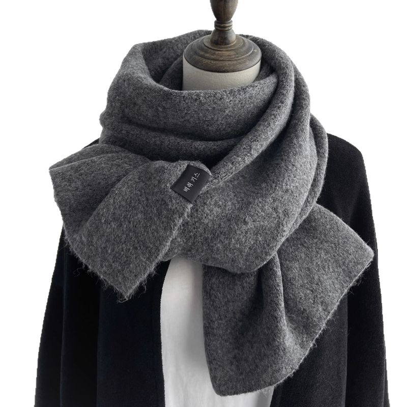 Koreanischer Wollschal im internationalen Stil, klein und kompakt, Winterversion, weich, einfarbig, dick gestrickt, warm, für Damen und Herren_voghion.com