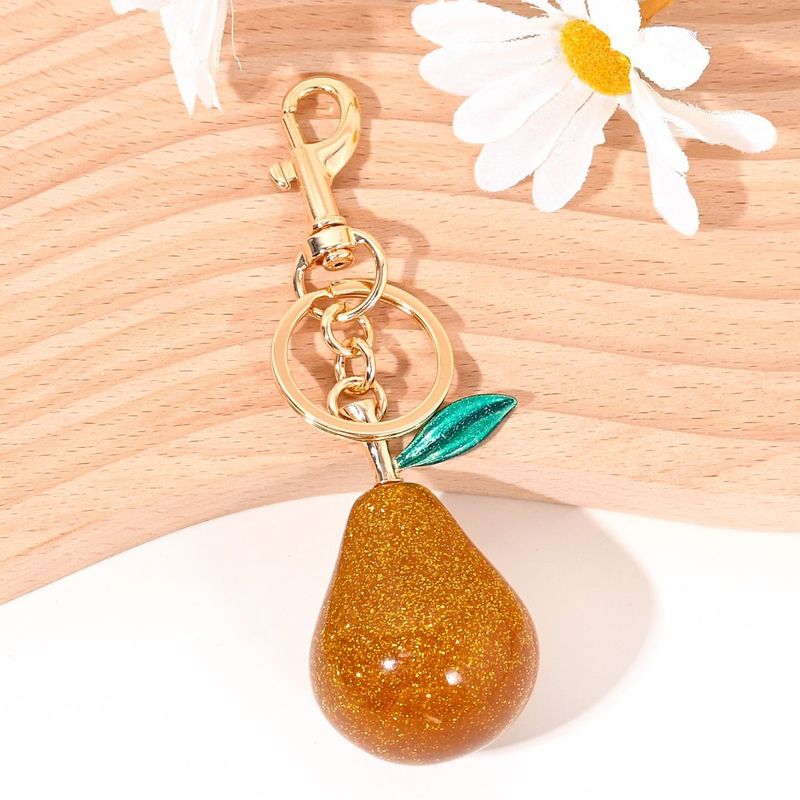 Hot Selling Fruit Creative Cute Gilded Pear Bag Keychain Pendant_voghion.com