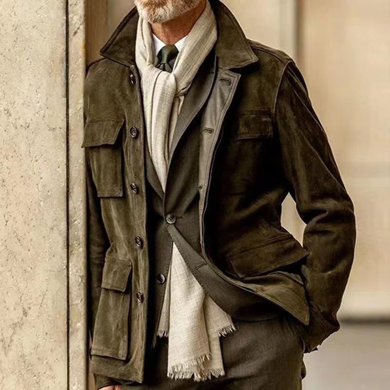 2024 New Spring and Autumn Combined Men's Leather Fleece Casual Coat Windbreaker with Multiple Pockets_voghion.com