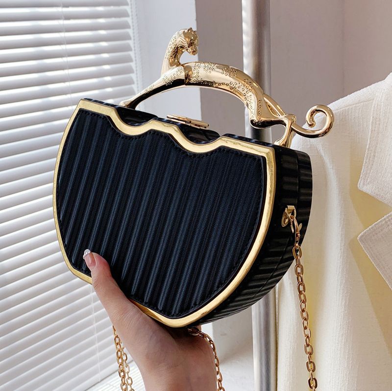 Sac à main imprimé à rayures pour femme, sac à bandoulière tendance avec chaîne, boîte, été 2022, nouvelle collection_voghion.com