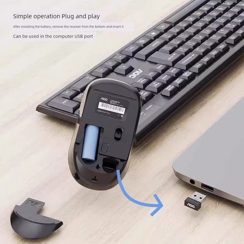 AOC Km402 Wireless Keyboard And Mouse Set Computer Notebook Splash-Proof Design Business Office For Home_voghion.com