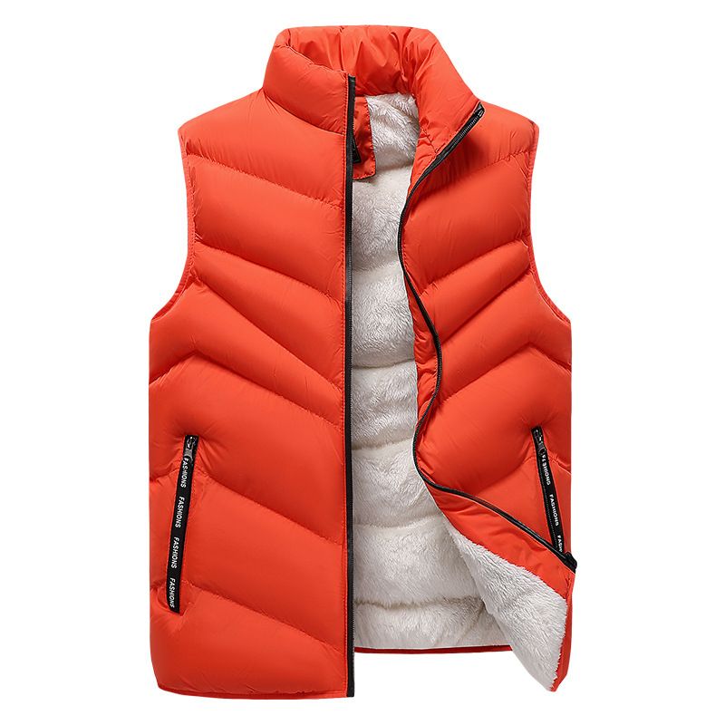 Gilet épais en velours pour homme, taille hiver, gilet chaud d'extérieur en peau d'agneau, col montant, sans manches, automne et hiver_voghion.com