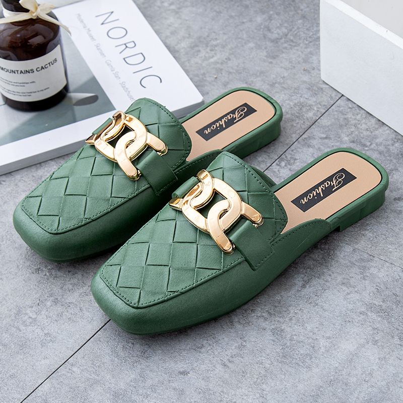Baotou Half Damen-Sommeroberbekleidung, neue modische Faulenzer für den Heimgebrauch, rutschfeste, weiche Sohle, flache Sohle in einer Stufe_voghion.com