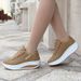 2023Autumn Running for Women Comfortable Leather Lace Up Wedges Platform Sneakers Women's Casual Vulcanized Shoes_voghion.com