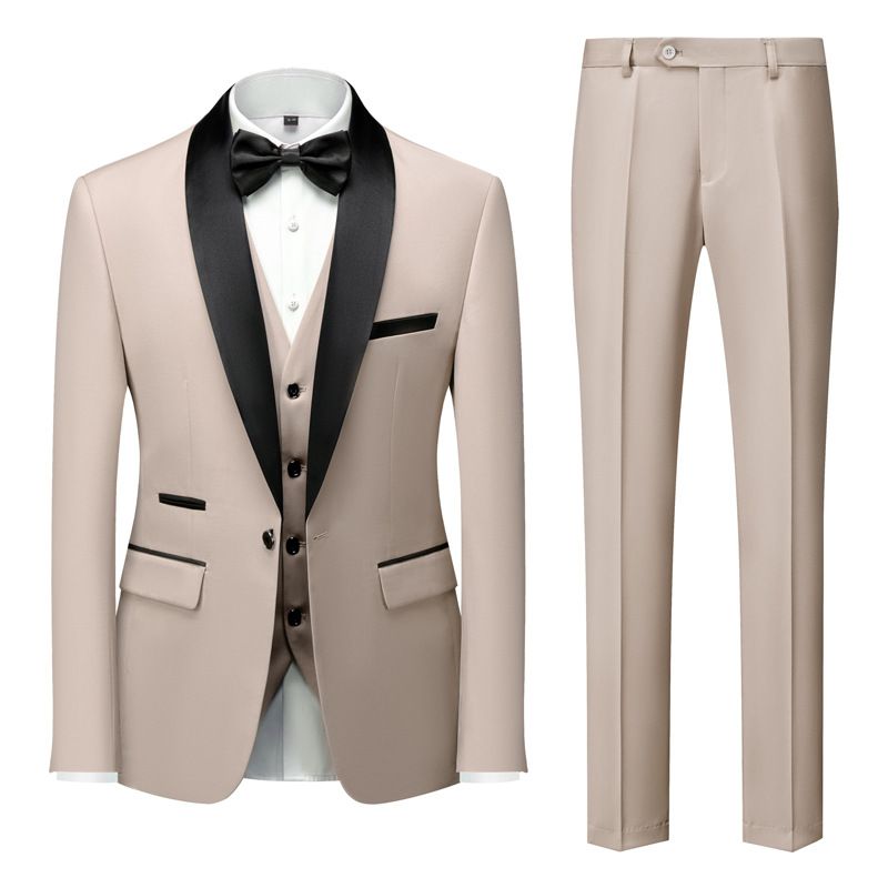 Nye Grooms mænd Mænd Bryllupsdragter Sjal Lapel Groom Tuxedos_voghion.com