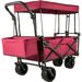 VEVOR Extra Large Collapsible Garden Cart With Removable Canopy, Folding Wagon Utility Carts With Wheels And Rear Storage, Wagon Cart For Garden, Ca_voghion.com
