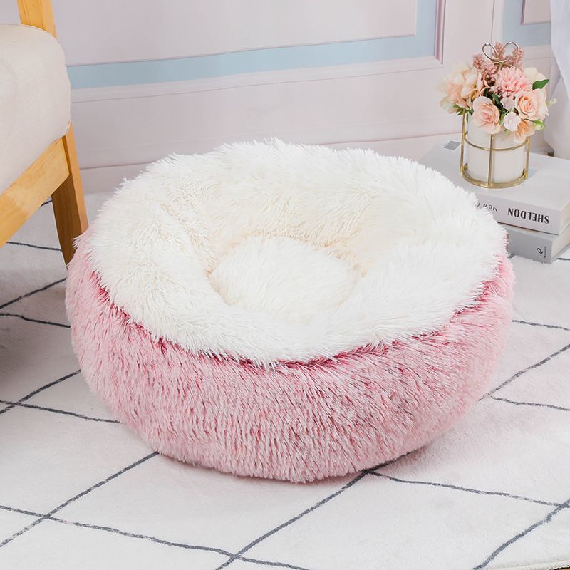 Long Plush Round Cat Bed For A Comfy And Fashionable Nap_voghion.com