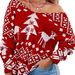 V-Ausschnitt, doppelseitiger, unregelmäßiger Cardigan-Pullover, rückenfrei, schulterfrei, weihnachtliches Schneeflockenmuster, langärmeliges Damen-Wolloberteil_voghion.com