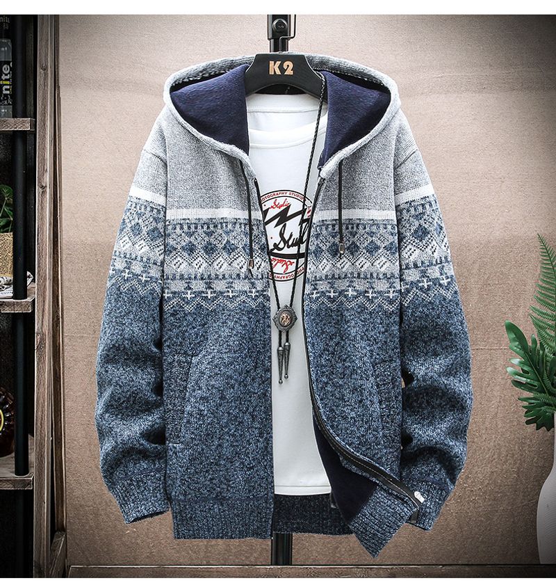 2023 herbst und winter neue außenhandel männer casual jacke mit kapuze strickjacke gestrickte verdickte fleece pullover männer_voghion.com