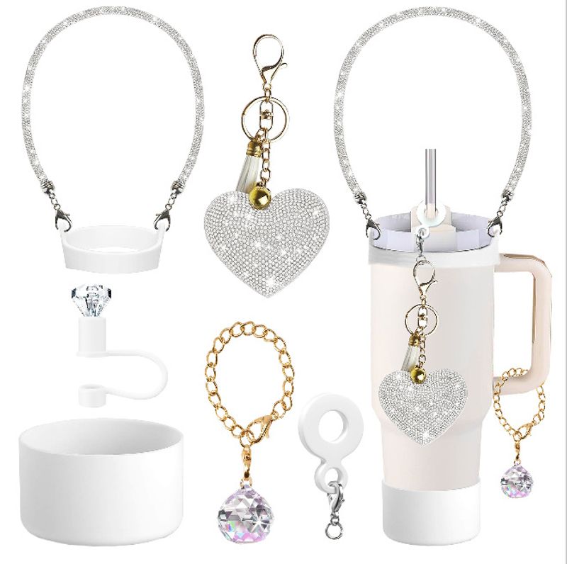 Applicable Accessories Set Heat Insulated Cup Cover Straw Cover Cute Ornaments 1 Handle With Anti Fall Cover_voghion.com