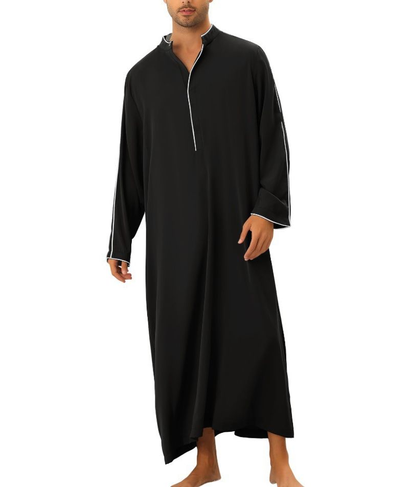Simple Long Men's Shirt Muslim Abaya Men_voghion.com