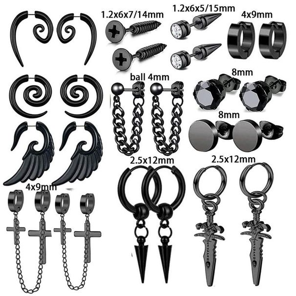 Ohrstecker Herren Modische personalisierte Herrenohrringe Schwarze Ohrringe mit Ohrlöchern Set Herren Temperament Ohrringe_voghion.com