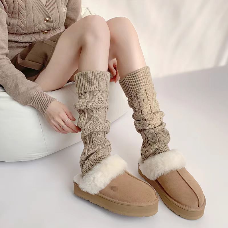 Y2K Set Herbst Winter Gestrickte Weiße Push Melad Mid-Calf JK Wadensocken Beinwärmer Süßes Abnehmen_voghion.com