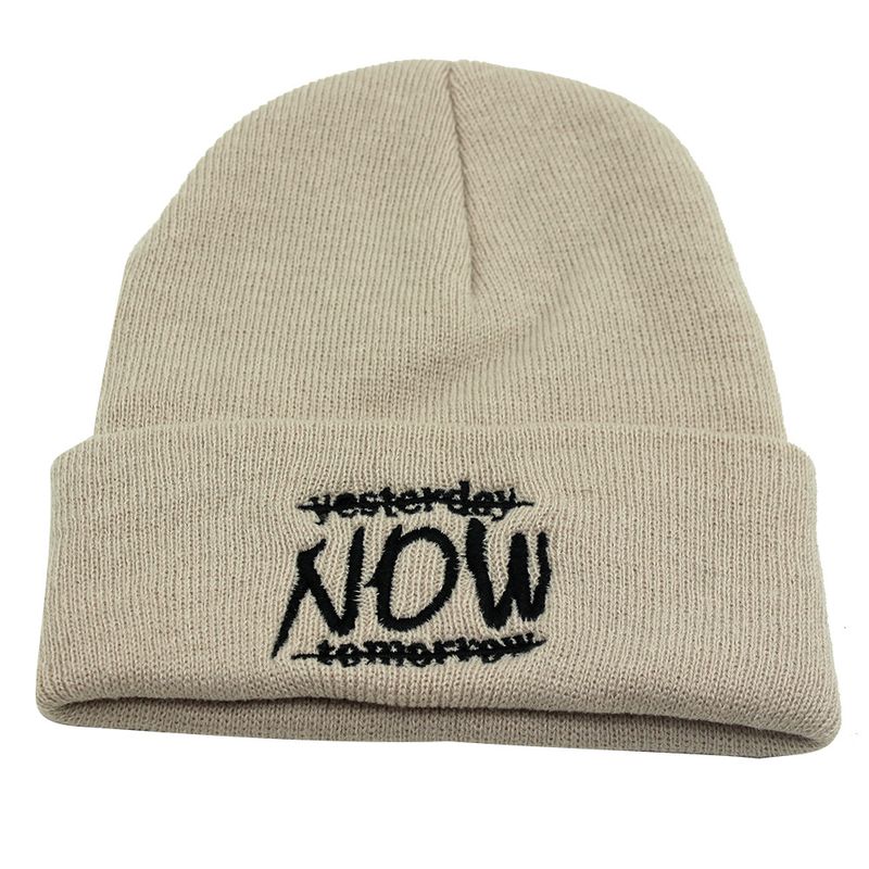 Chapéu de malha bordado com letras para outono e inverno, chapéu térmico para áreas externas masculino e feminino, chapéu tipo pulôver, chapéu frio Doudou_voghion.com