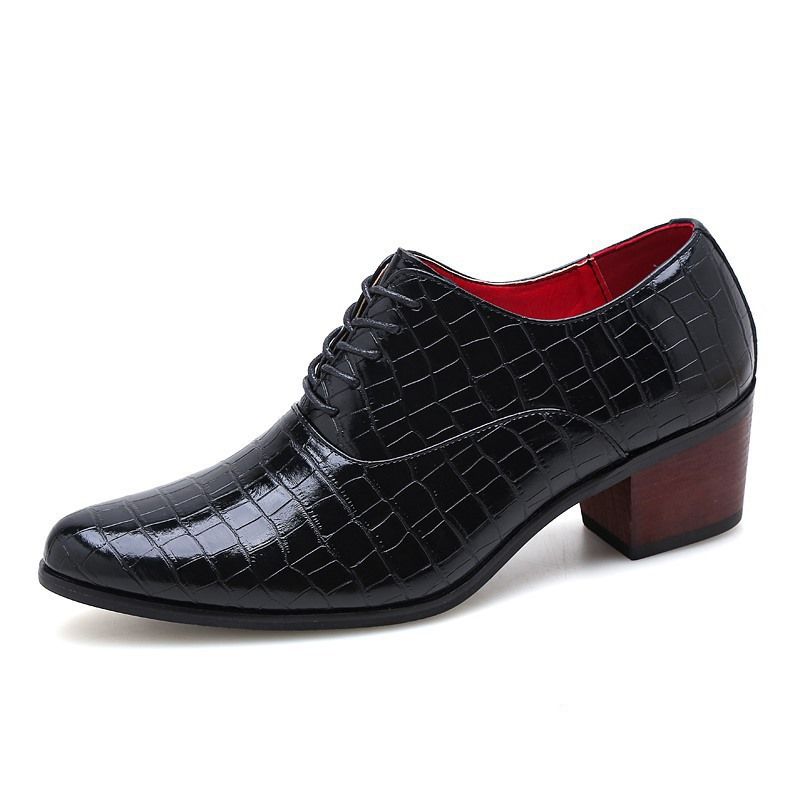 Höher werdende 5 cm Britischer Stil 2024 Mode Lässig Leder Herren Kleine Statur Hohe Chunky Heels Hochzeitsschuhe 6 cm_voghion.com