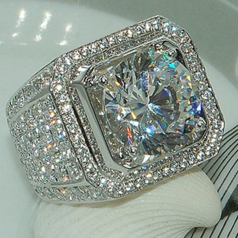 Dominant Fashion Men's Style Ring Full Diamond Micro Pave Jewelry_voghion.com