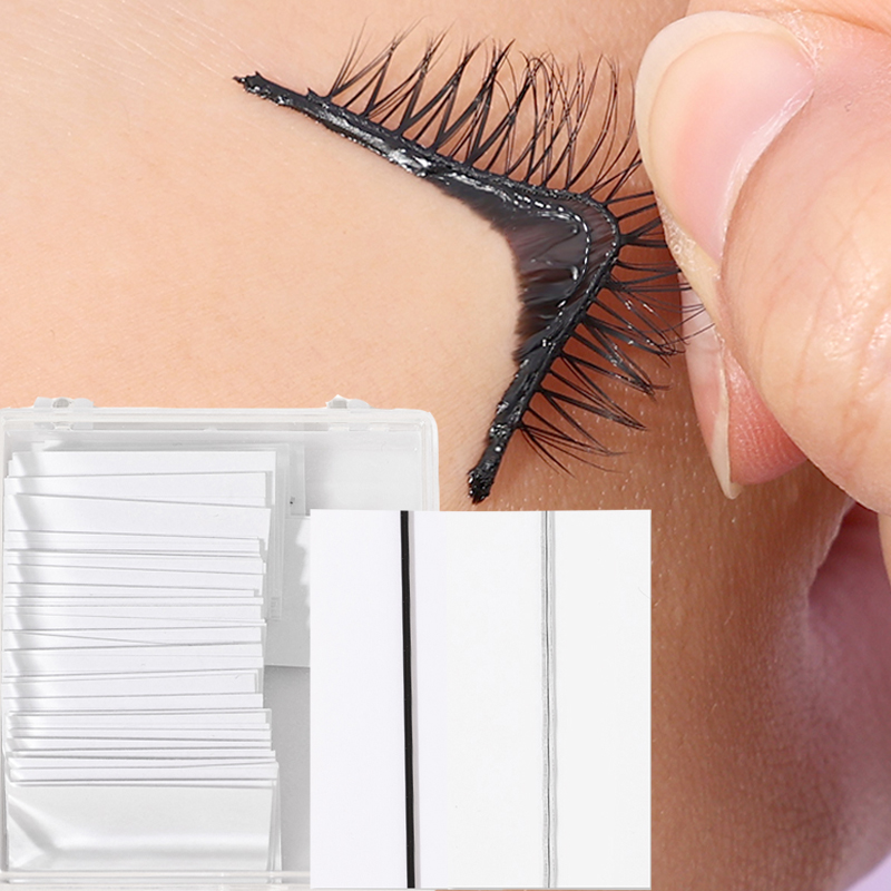 Black Waterproof Reusable Self-Adhesive Glue-Free Eyelash Glue Strip False Eyelashes Makeup Tool No Glue E          es_voghion.com