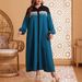 Plus Size Boho Maxi Dress With Ethnic Print – Flowy High Waist Long Sleeve Tunic Dress For Women, Loose Fit Comfortable & Stylish (0XL-4XL)_voghion.com
