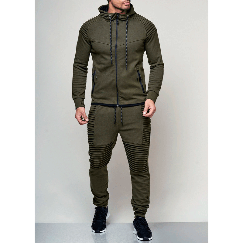 Herren Outdoor Sport 2 Stück Sets Trainingsanzug Neue Marke Herbst Mit Kapuze Sweatshirt + Kordelzug Hosen Männlichen Streifen Patchwork Hoodies Bigsweety_voghion.com