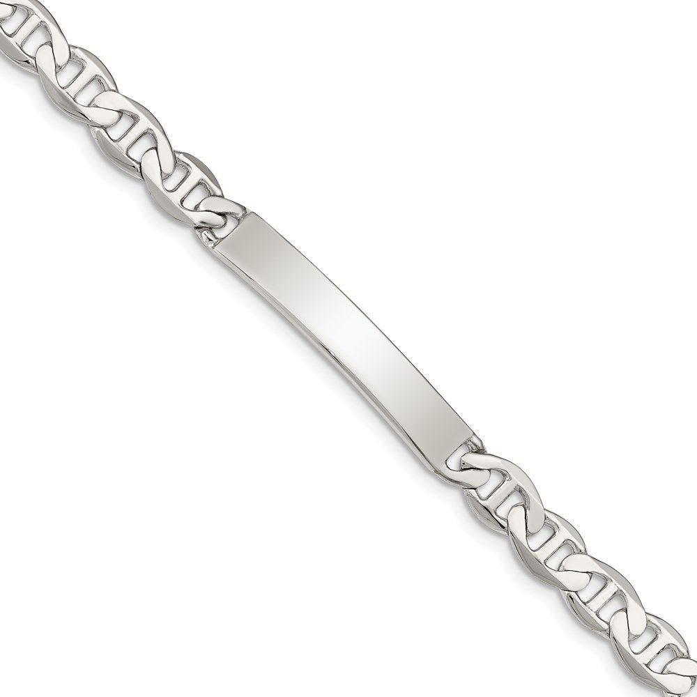 Sterling Silver Engraveable Anchor Link ID Bracelet_voghion.com