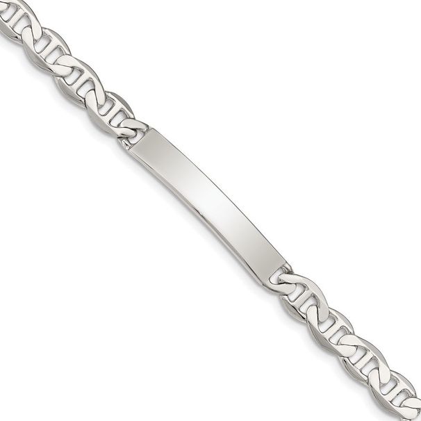 Sterling Silver Engraveable Anchor Link ID Bracelet_voghion.com
