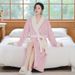 Stripped Flannel, Piled And Thickened Medium And Long Nightgown, Women's Thermal Pajamas, Loungewear_voghion.com