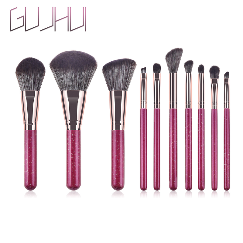 10-teiliges Make-up-Pinsel-Set mit Pinselenden, lila Kaffeepulverpinsel, Rougepinsel, Make-up-Werkzeuge GUJHUI_voghion.com