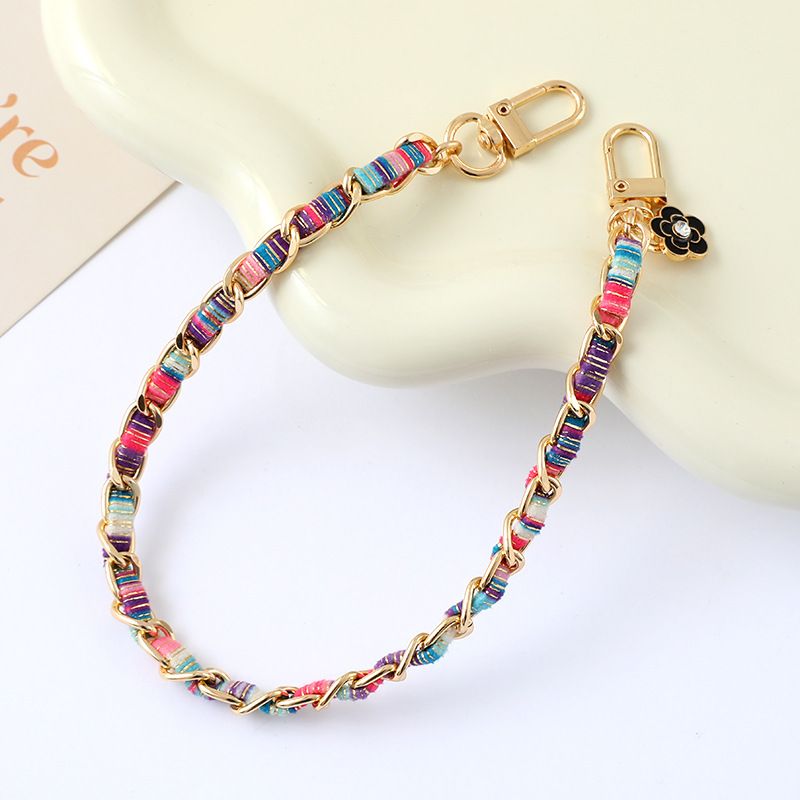 Xiaoxiangfeng Handmade Woven Painted Fabric Strip Handheld Versatile Bag Crossbody Keychain Anti-Lost Hanging Chain_voghion.com