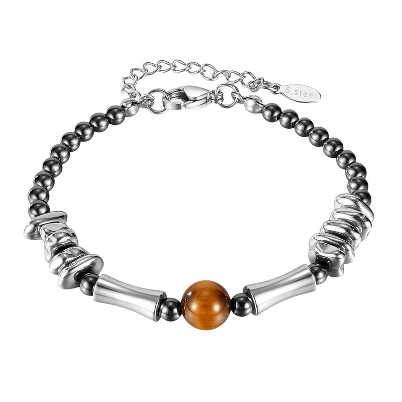 High-End Colorful Volcanic Stone Titanium Steel Bracelet For Men Hip-Hop Women Spliced Bamboo Knot Jewelry_voghion.com
