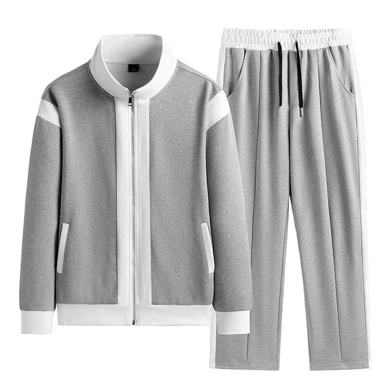 Men's Clothing Spring And Autumn Youth Trend Leisure Color Matching Stand Collar Two Piece Sports Men's Suit_voghion.com
