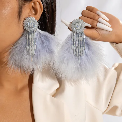 Soft White Feather Niche Design Gentle Stud For Women High-end Tassel Earrings Jewelry_voghion.com