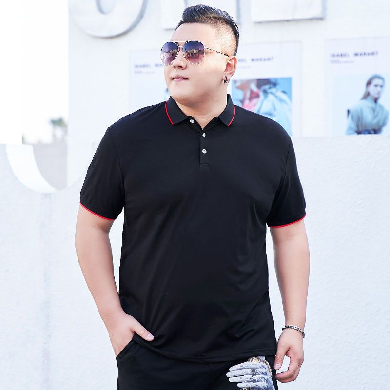 Herrenbekleidung Dicke Männer in Übergröße, kurzärmeliges T-Shirt mit Revers, modisches, übergroßes Poloshirt für dicke Männer, Sommeroberteil_voghion.com