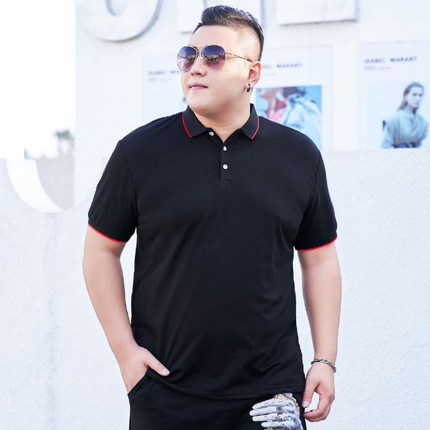 Herrenbekleidung Dicke Männer in Übergröße, kurzärmeliges T-Shirt mit Revers, modisches, übergroßes Poloshirt für dicke Männer, Sommeroberteil_voghion.com