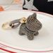 Korean Version Diamond-Encrusted Claw Chain French Bulldog Keychain Cartoon Figurine Pendant Bag Decoration Dog Key_voghion.com
