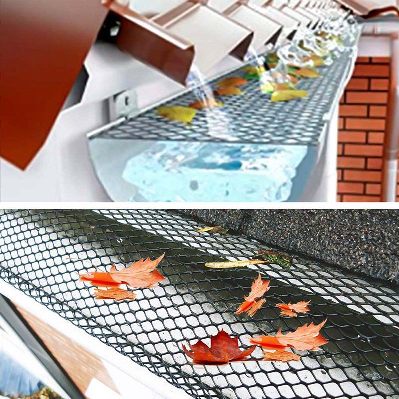 Vogelnetz, Dachrinnenschutz, Traufennetz, Wildwasserbahnnetz, verhindert Verstopfungen, Gartenschutznetz mit Befestigungsstift für Vögel_voghion.com