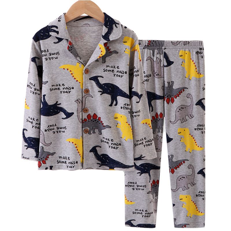 Kinder Homewear Eltern-Kind-Set Jungen Pyjamas Mädchen Reine Baumwolle Kinder Frühling und Herbst Klasse A Kinder_voghion.com