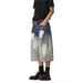 Washed Ripped Denim Shorts Men And Women Summer Straight Loose Wide Leg Pants_voghion.com