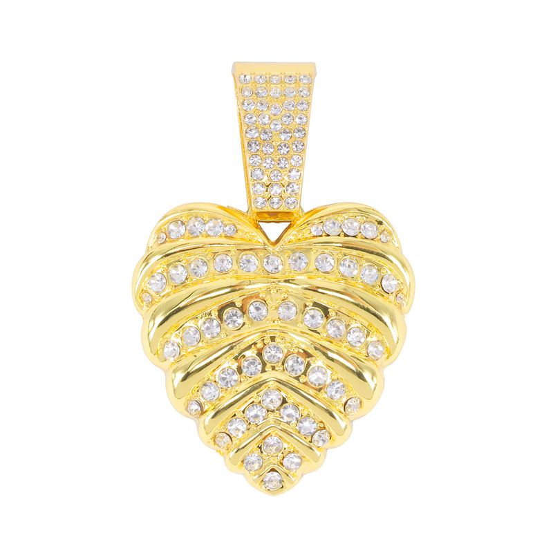 Unisex Personality Trend New Style Heart Shaped Full Diamond Pendant Fashion Street Hip Hop Cuban Necklace_voghion.com