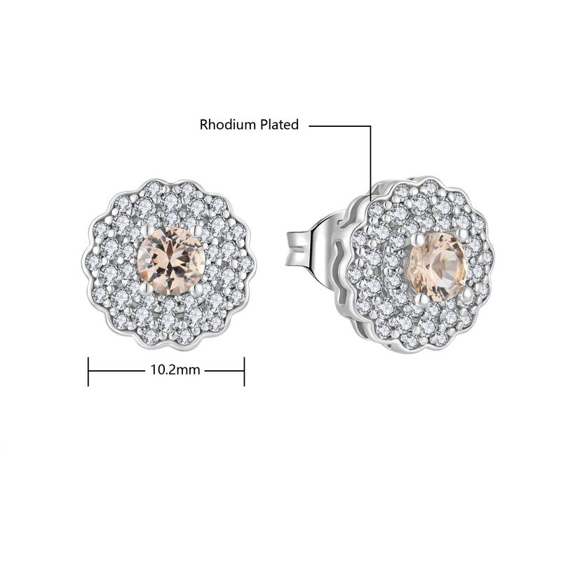 Damen S925 Sterling Silber Klassische runde Zirkon Ohrstecker_voghion.com
