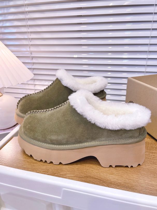 UG Winter Warm Casual Hak Dikke Zool Neuskap Enkele Schoen Muller Schoenen Bont Geïntegreerde Sneeuwlaarzen_voghion.com