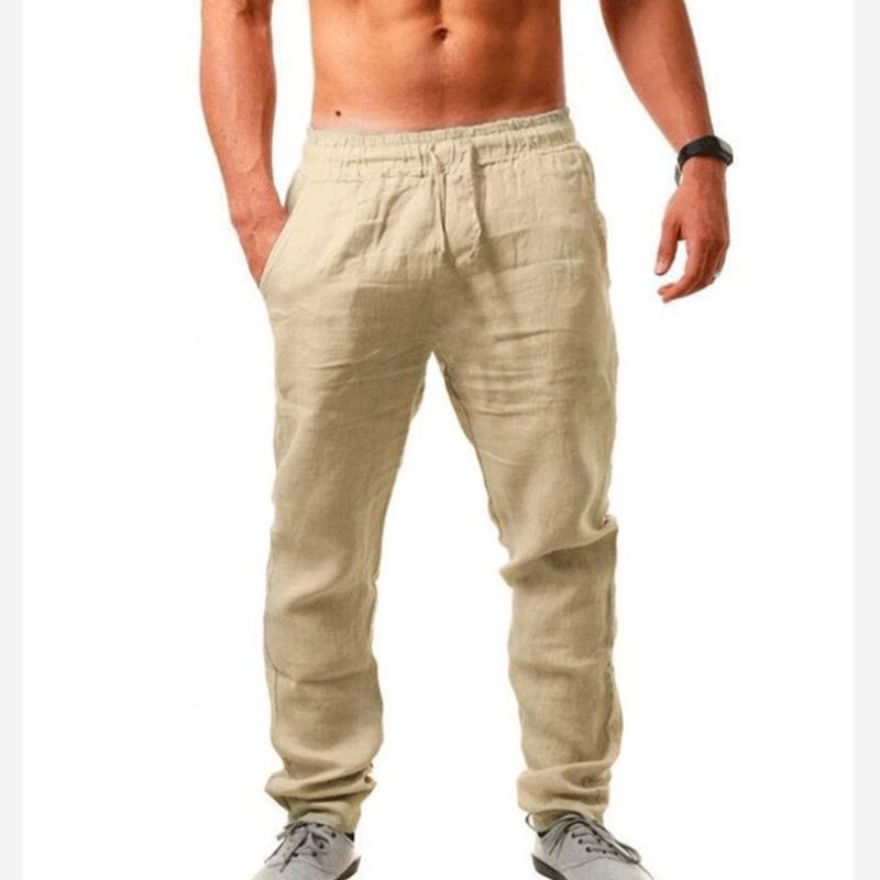 Abbigliamento maschile pantaloni sportivi casual larghi in cotone e lino traspiranti hip hop estivi da uomo_voghion.com