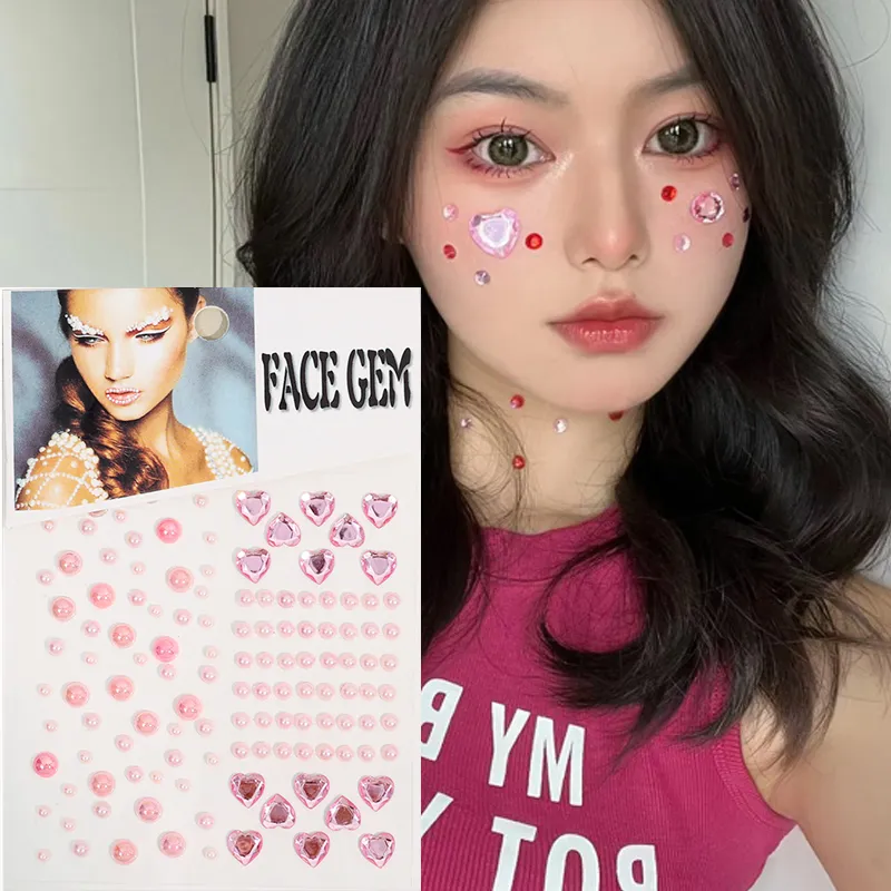 Colorful love face jewelry pearl eye shadow sticker self-adhesive face body eyebrow crystal diamond nail stick_voghion.com