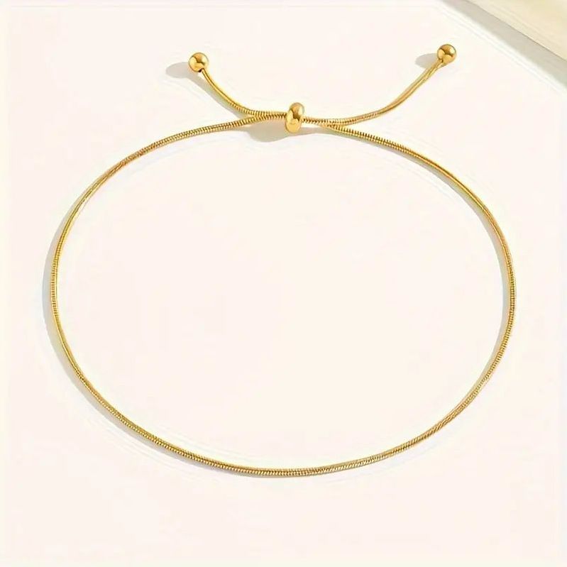 Adjustable Rope Shrink Snake Bone Chain Simple Elegant Beach Summer Party Anklet Jewelry_voghion.com