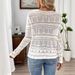 Women's Rainbow Lace Yoke Knit Top - Breathable Mesh & Solid Color Blend Crochet Pullover For Beach Resorts & Summer Vacations_voghion.com