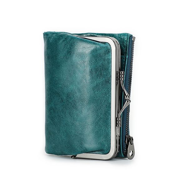 Dámská peněženka Contact's s malou kovovou obroučkou, pravá kožená, na zip, na mince a karty_voghion.com